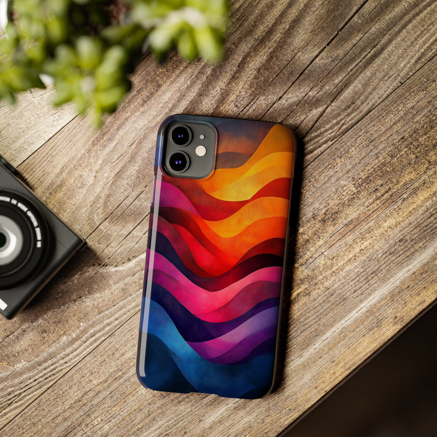 Vibrant Waves Slim IPhone Case - Colorful Abstract Design for Trendy Style