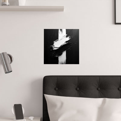 Modern Abstract Satin Poster - Black & White Wall Art