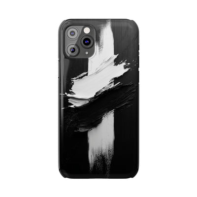 Abstract Black & White Slim IPhone Case - Modern Minimalist Design