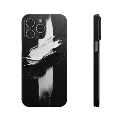 Abstract Black & White Slim IPhone Case - Modern Minimalist Design