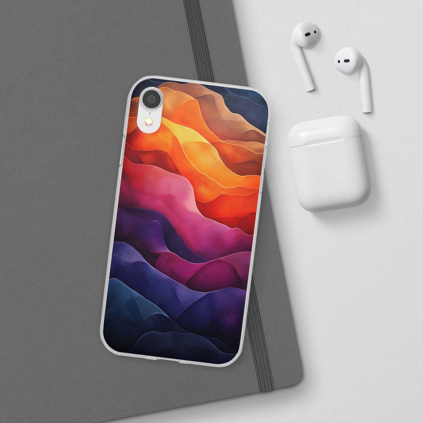 Vibrant Abstract IPhone & Samsung Flexi Case - Colorful Wave Design for Phone Protection