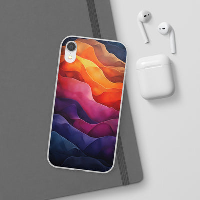 Vibrant Abstract IPhone & Samsung Flexi Case - Colorful Wave Design for Phone Protection