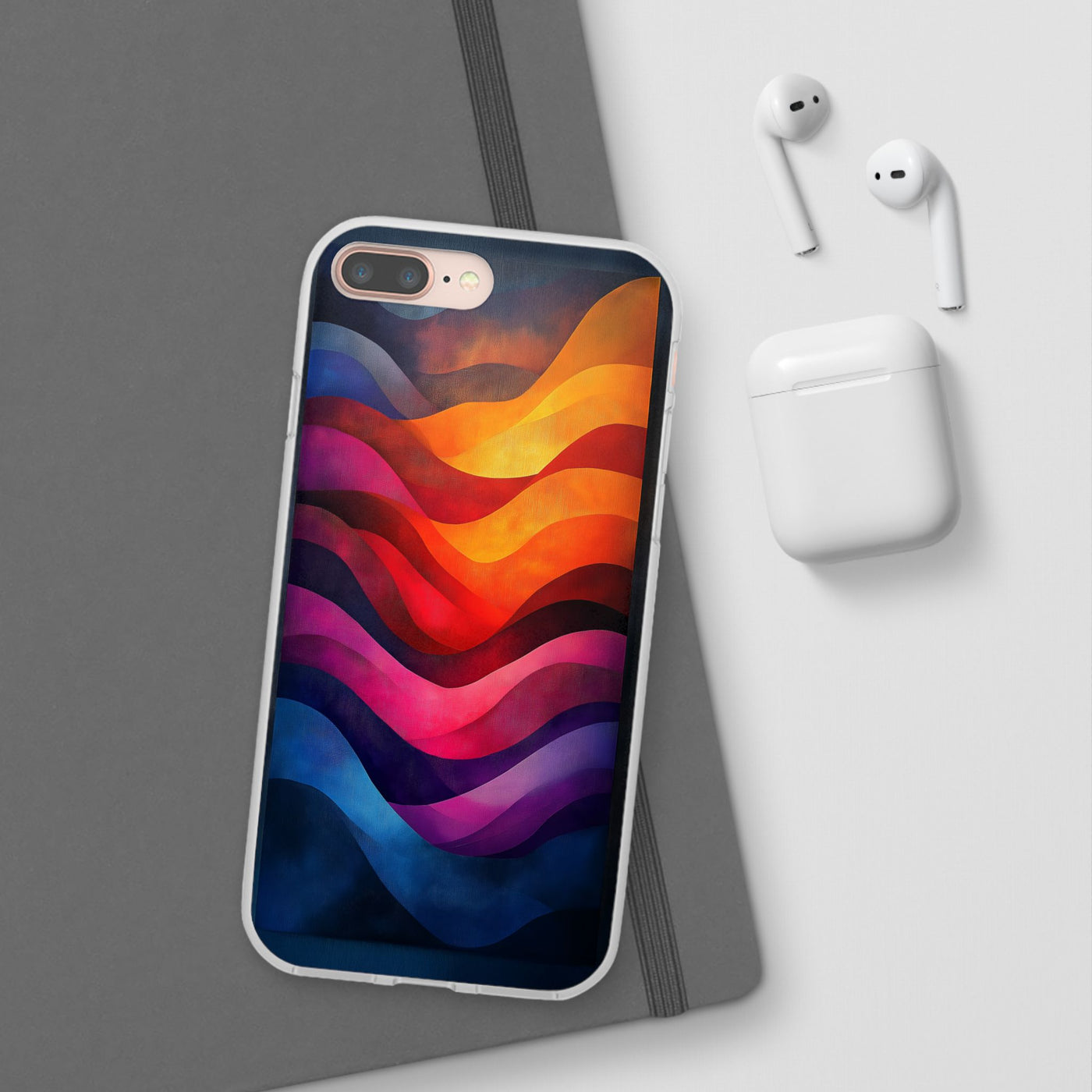 Abstract Waves IPhone & Samsung Flexi Case - Colorful Protective Phone Cover for Art Lovers