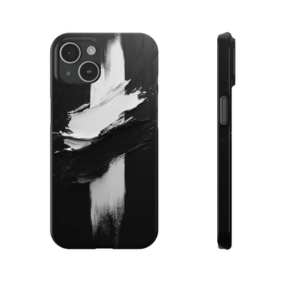 Abstract Black & White Slim IPhone Case - Modern Minimalist Design