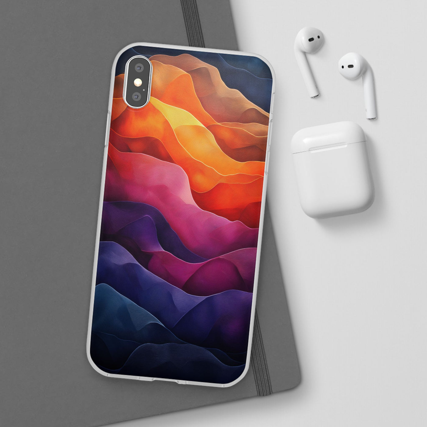 Vibrant Abstract IPhone & Samsung Flexi Case - Colorful Wave Design for Phone Protection