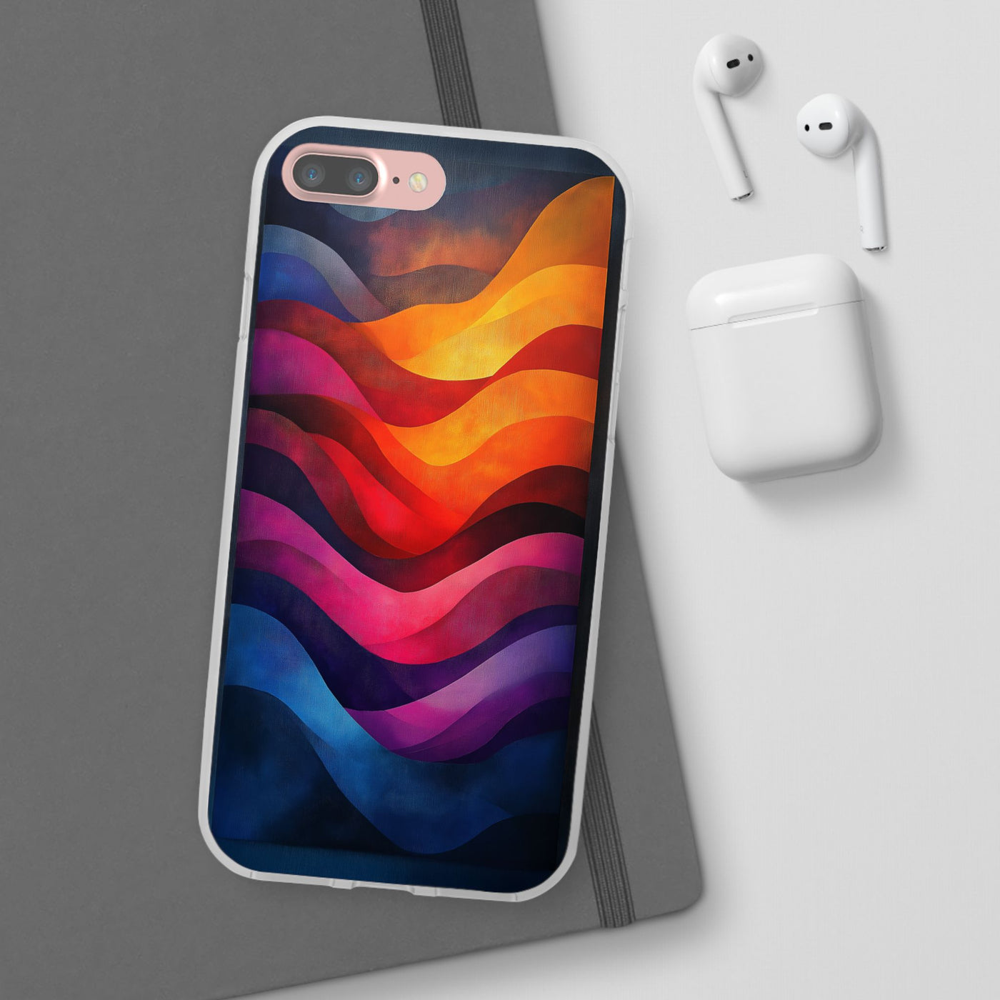 Abstract Waves IPhone & Samsung Flexi Case - Colorful Protective Phone Cover for Art Lovers