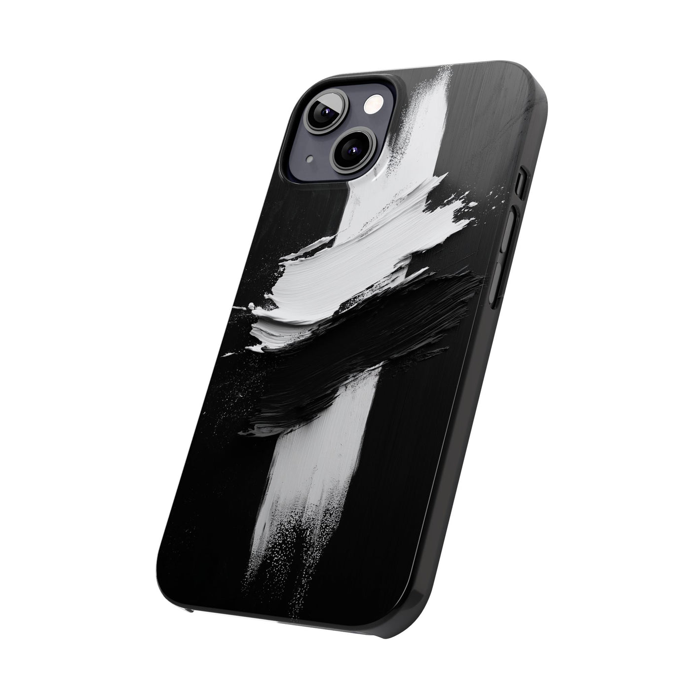 Abstract Black & White Slim IPhone Case - Modern Minimalist Design