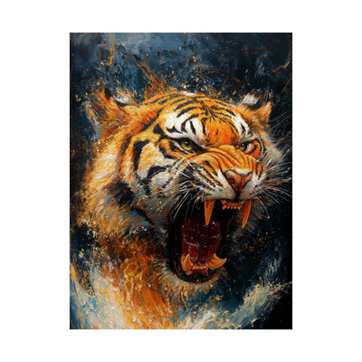 Fierce Tiger Satin Poster - 210gsm Wall Art for Animal Lovers