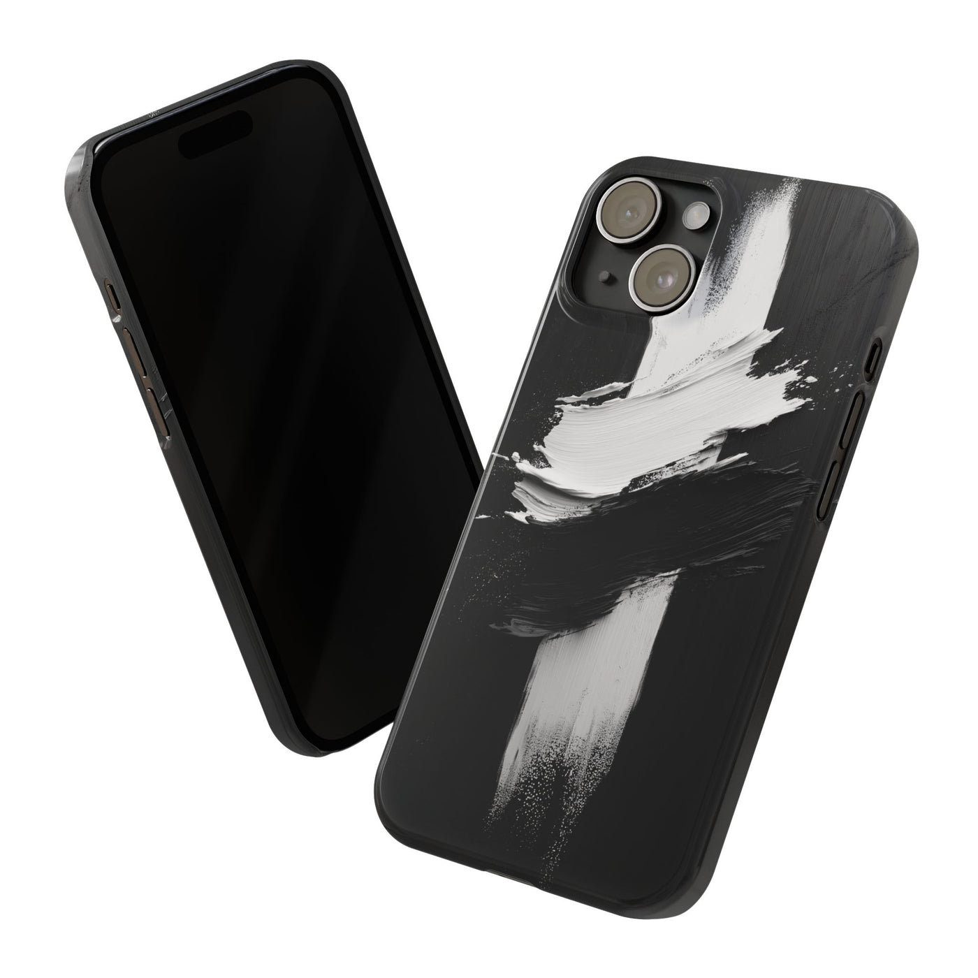 Abstract Black & White Slim IPhone Case - Modern Minimalist Design