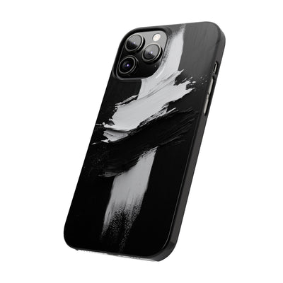 Abstract Black & White Slim IPhone Case - Modern Minimalist Design